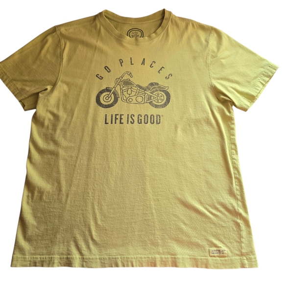 Life Is Good Other - Life Is Good Men's Yellow Motorcycle Tee